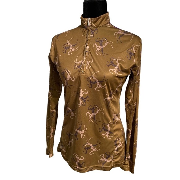 Royal Highness Equestrian Horse Print Mesh Detail Quarter Zip Pullover XS - Picture 8 of 12